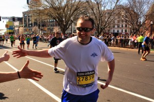 Mike reaching out to his fans in Kenmore Square