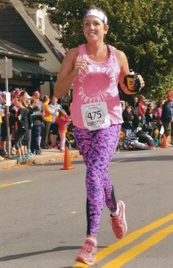 Christine Scully running the 2014 Cape Cod Marathon